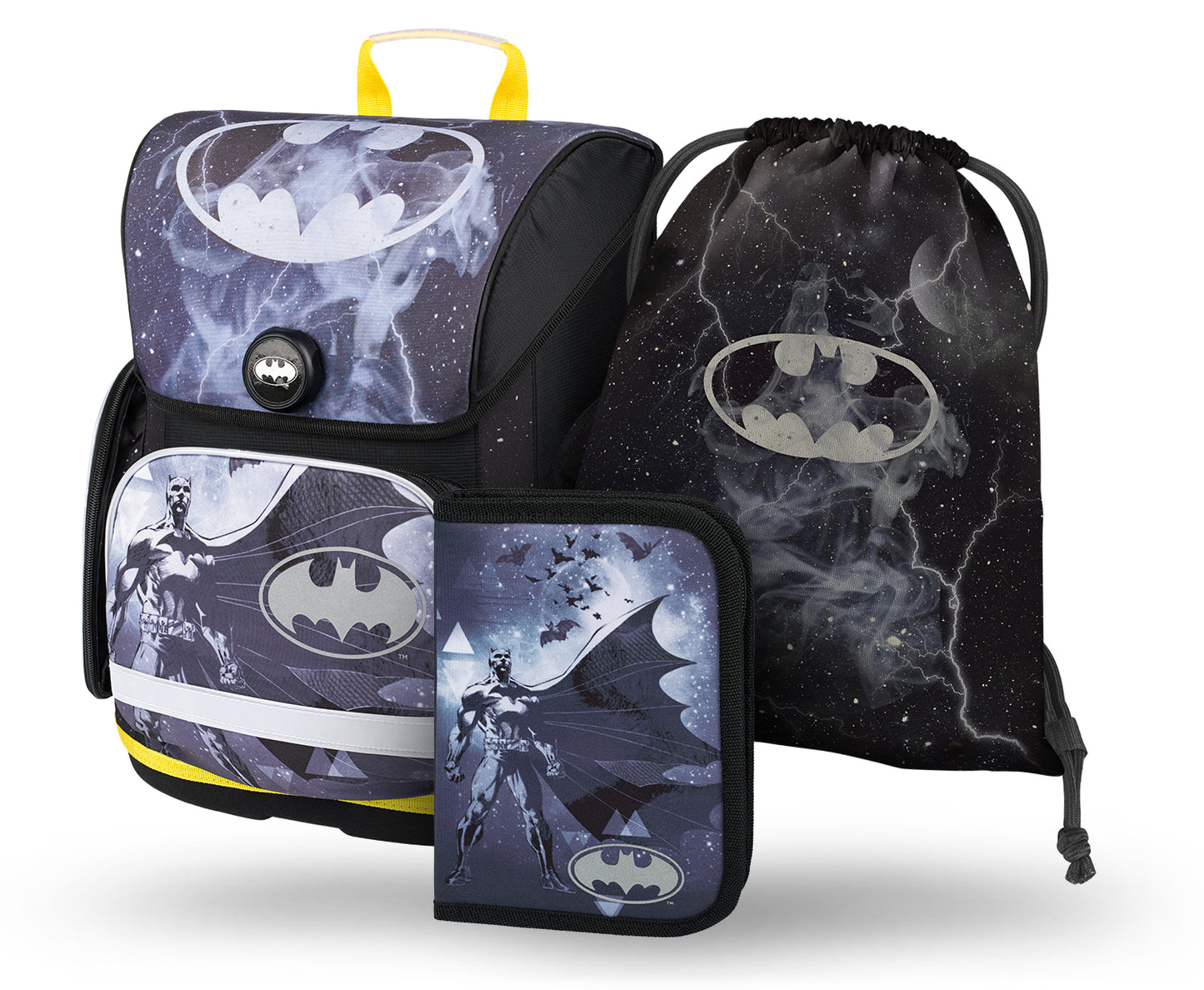 Ergo Batman Storm Schulranzen-Set 3tlg: Schulranzen, Federmäppchen, Turnbeutel