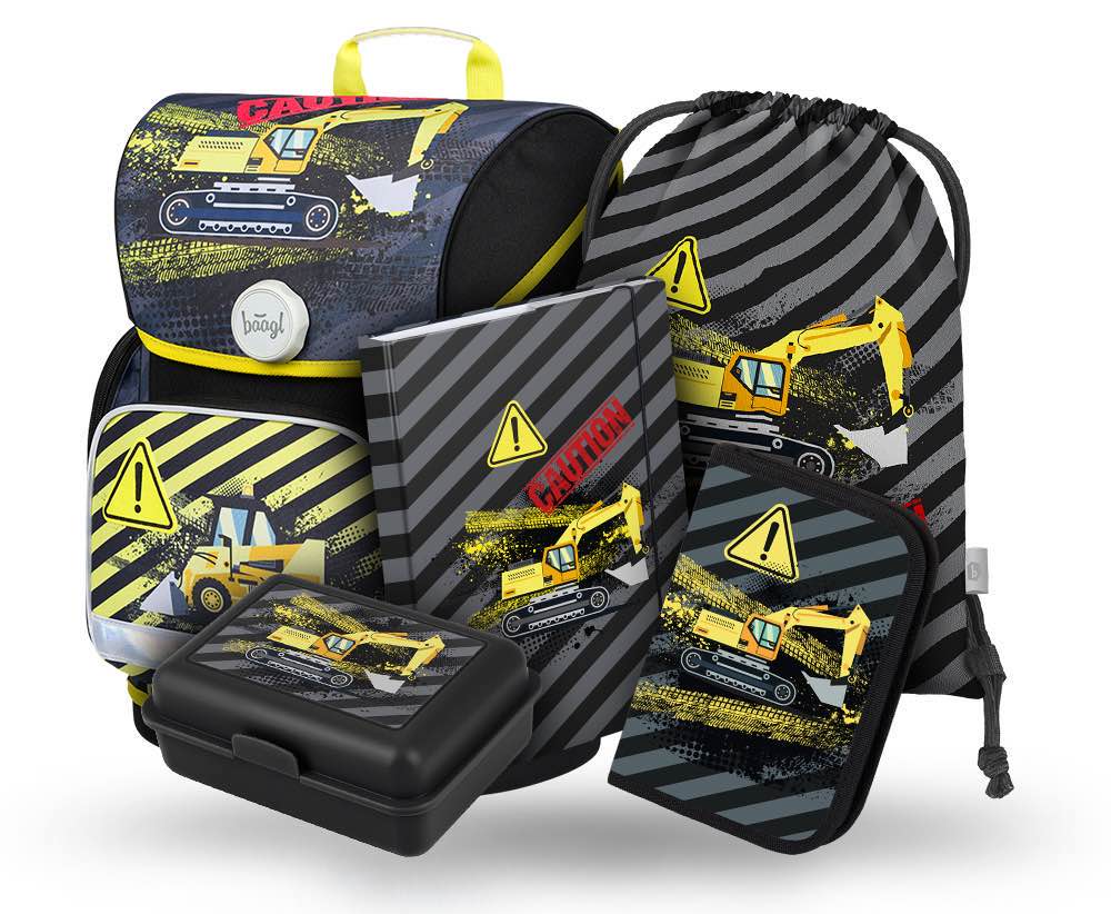 Ergo Bagger Schulranzen-Set 5tlg: Schulranzen, Federmäppchen, Turnbeutel, Brotdose, Heftmappe