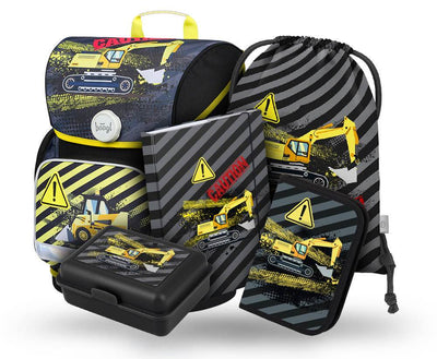 Ergo Bagger Schulranzen-Set 5tlg: Schulranzen, Federmäppchen, Turnbeutel, Brotdose, Heftmappe