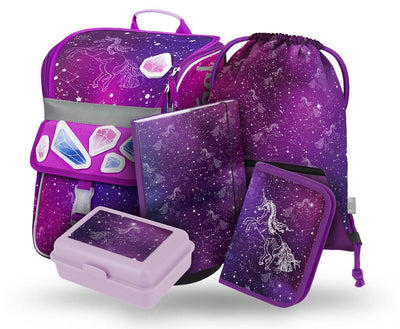 Zippy Unicorn Universe Schulranzen-Set 5tlg: Schulranzen, Federmäppchen, Turnbeutel, Brotdose, Heftmappe