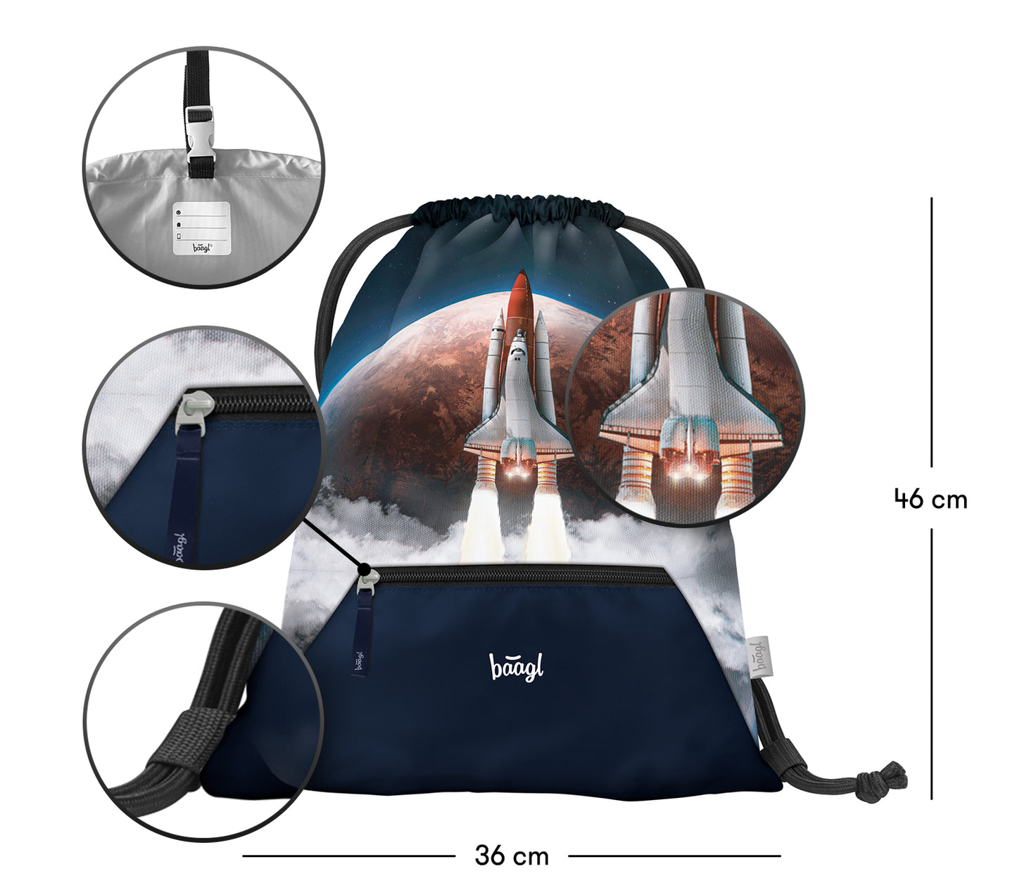 Turnbeutel mit Tasche Space Shuttle