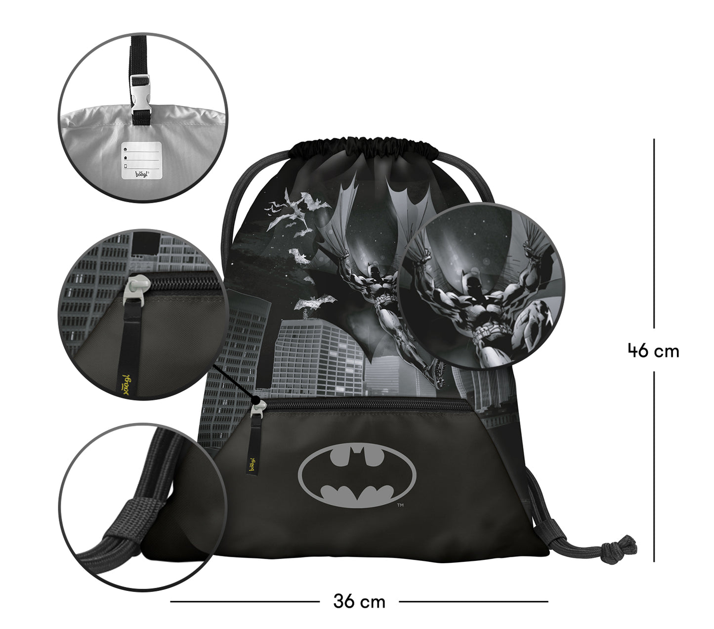 Turnbeutel mit Tasche Batman Dark City