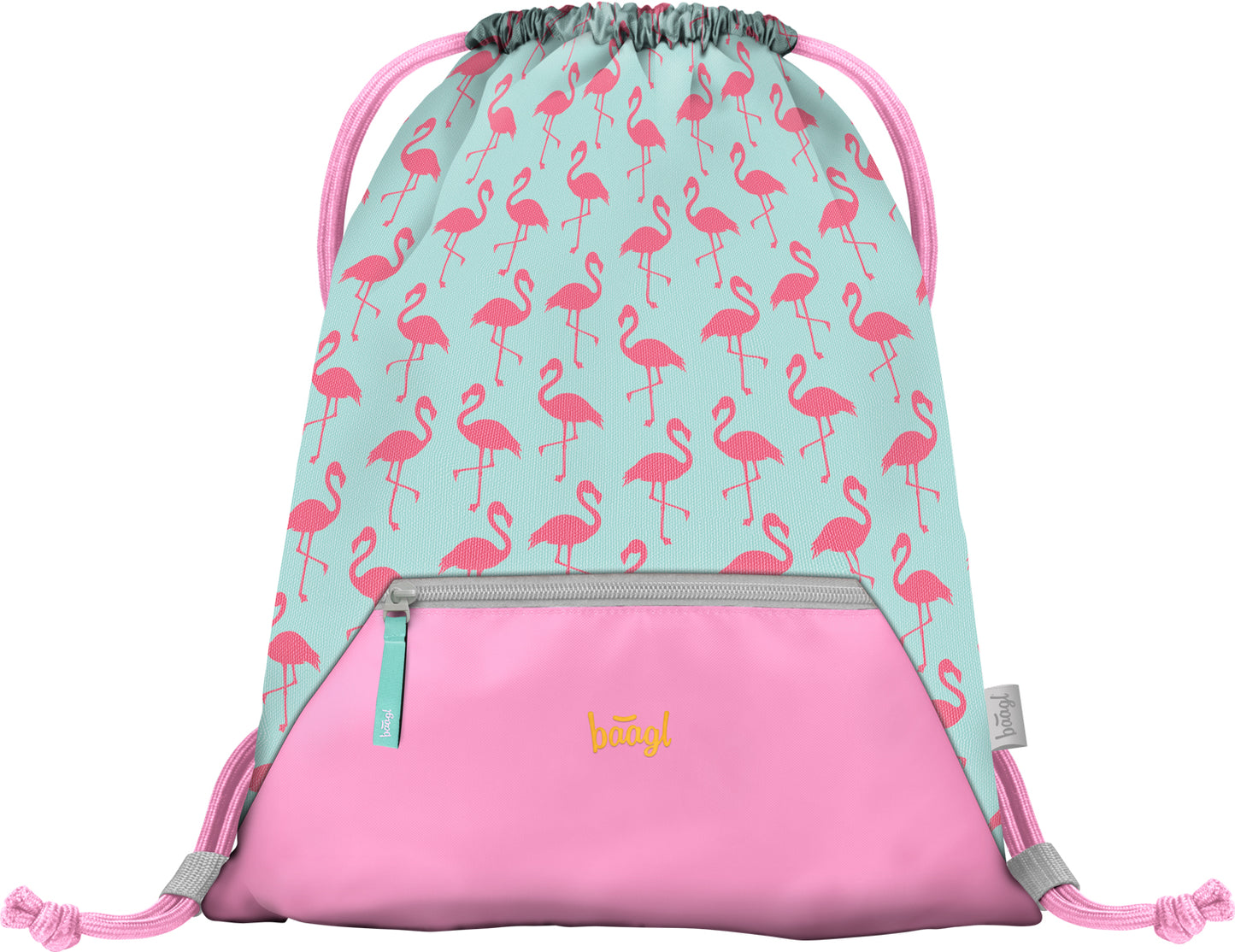 Turnbeutel mit Tasche Flamingo