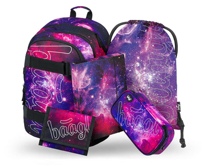 Skate Galaxy Rucksack-Set 5tlg: Rucksack, Federmäppchen, Turnbeutel, Geldbörse, Heftmappe