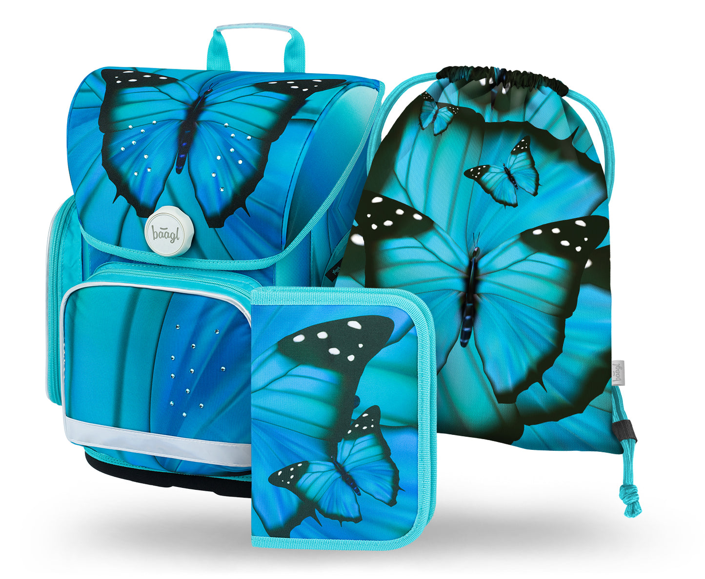 Ergo Butterfly Schulranzen-Set 3tlg: Schulranzen, Federmäppchen, Turnbeutel