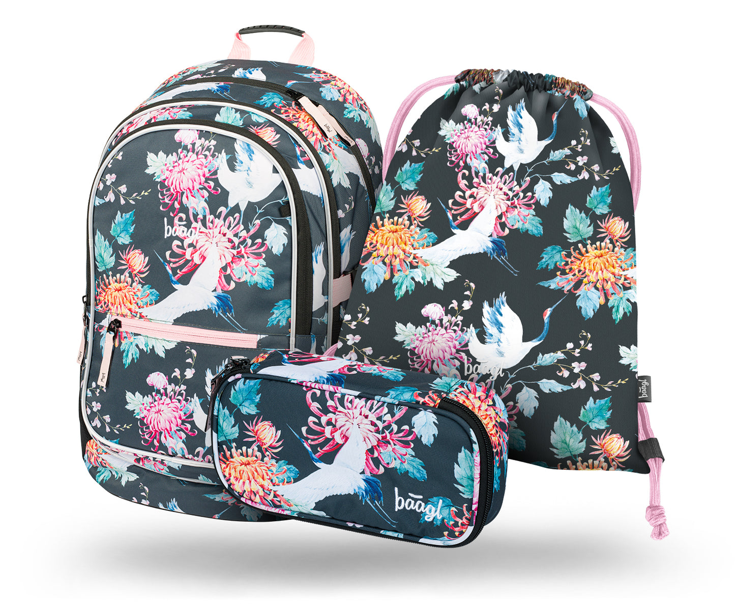 Core Birds Rucksack-Set 3tlg: Rucksack, Federmäppchen, Turnbeutel