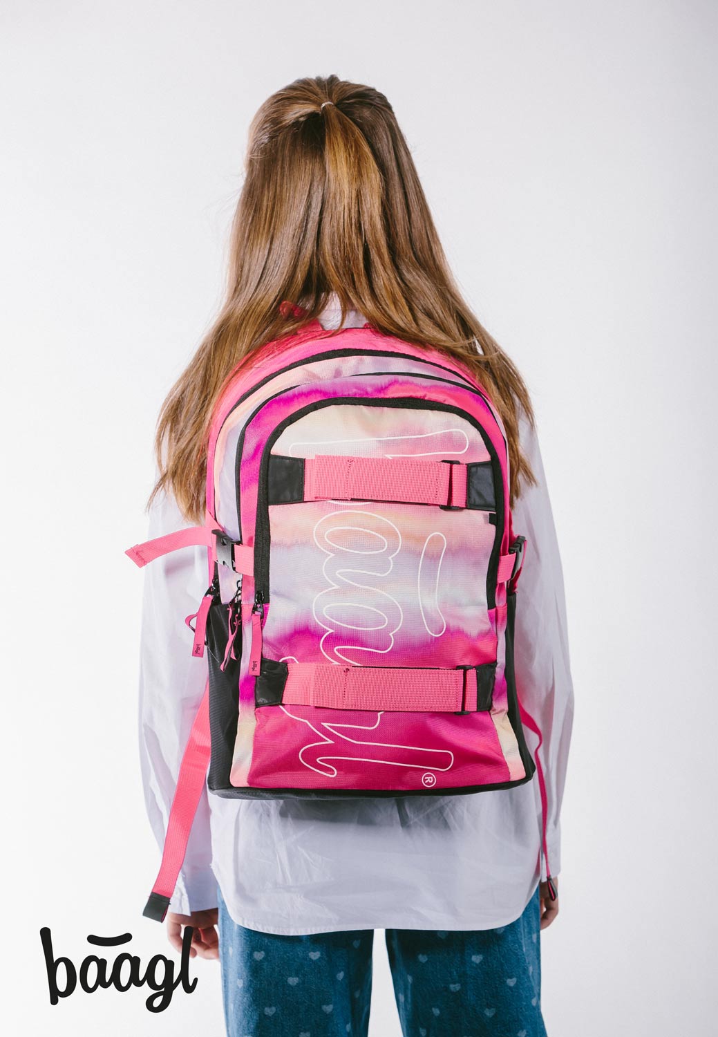 Skate Pink Stripes Rucksack-Set 3tlg: Rucksack, Federmäppchen, Turnbeutel