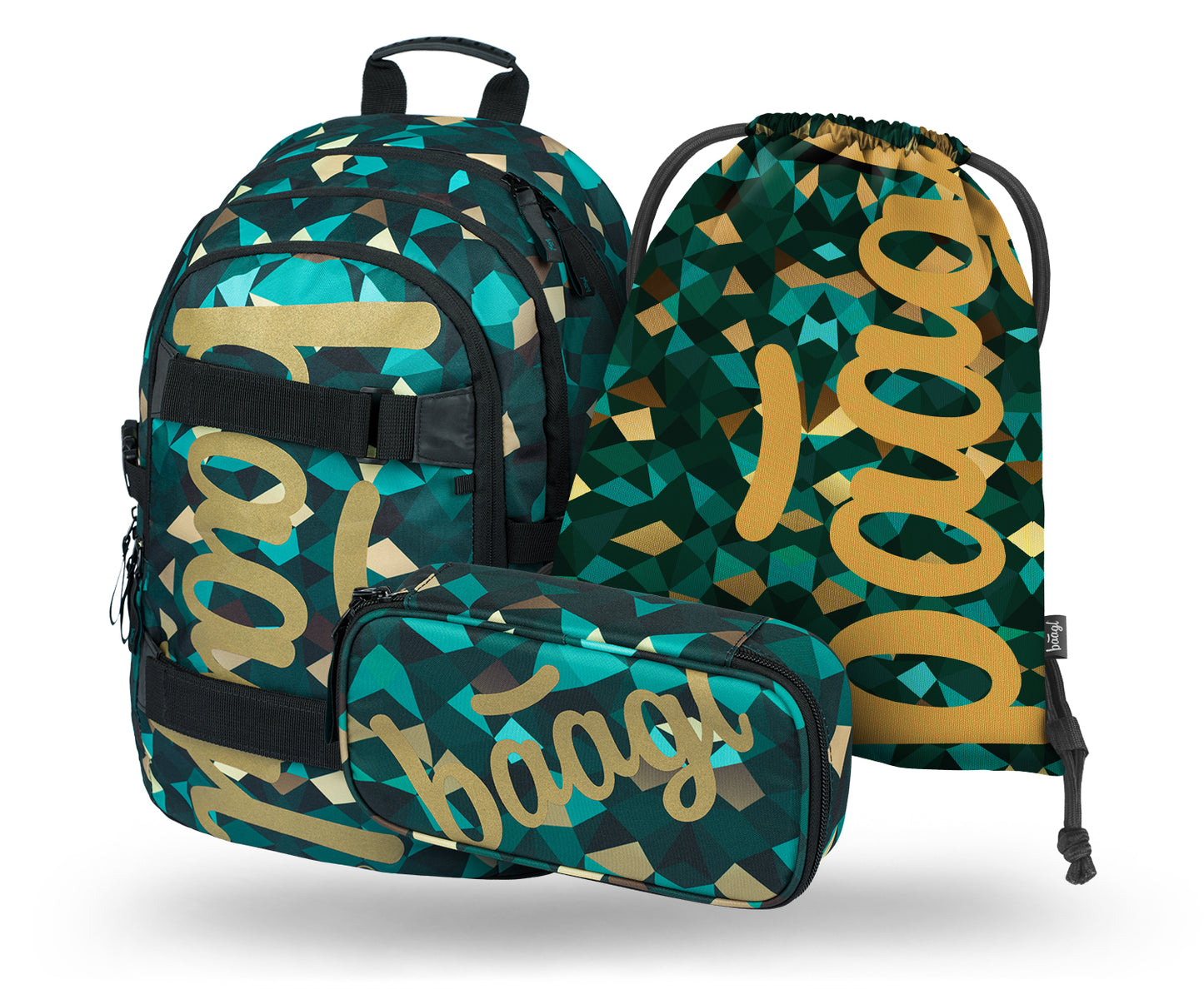 Skate Polygon Rucksack-Set 3tlg: Rucksack, Federmäppchen, Turnbeutel