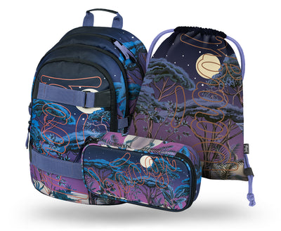 Skate Night Rucksack-Set 3tlg: Rucksack, Federmäppchen, Turnbeutel