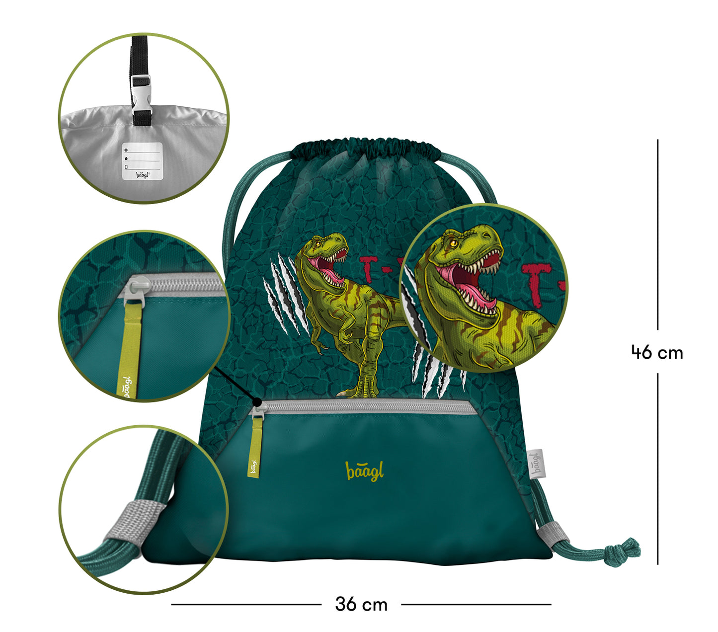 Airy T-REX Rucksack-Set 3tlg: Rucksack, Federmäppchen, Turnbeutel