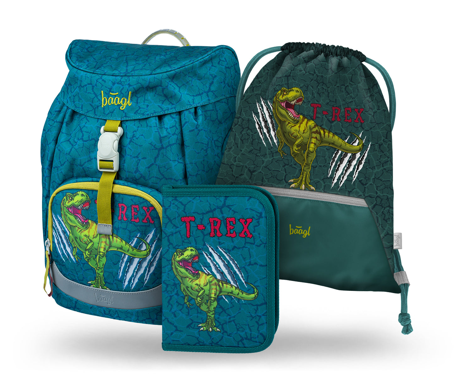 Airy T-REX Rucksack-Set 3tlg: Rucksack, Federmäppchen, Turnbeutel