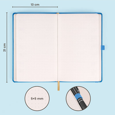 Notizbuch Blau, gepunktet, 13 × 21 cm