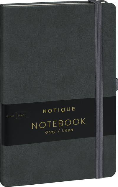 Notizbuch Grau, liniert, 13 × 21 cm