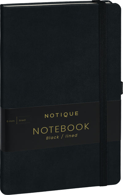 Notizbuch Schwarz, liniert, 13 × 21 cm