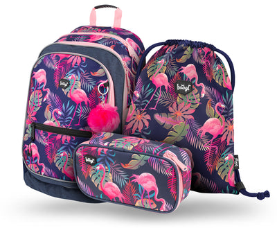 Core Flamingo Rucksack-Set 3tlg: Rucksack, Federmäppchen, Turnbeutel