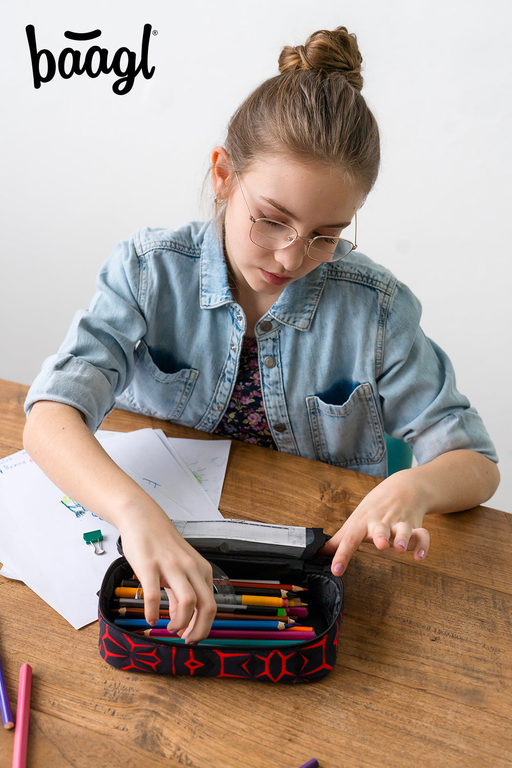 Federmäppchen Etui Red Polygon