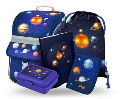 Zippy Planeten Schulranzen-Set 5tlg: Schulranzen, Federmäppchen, Turnbeutel, Brotdose, Heftmappe