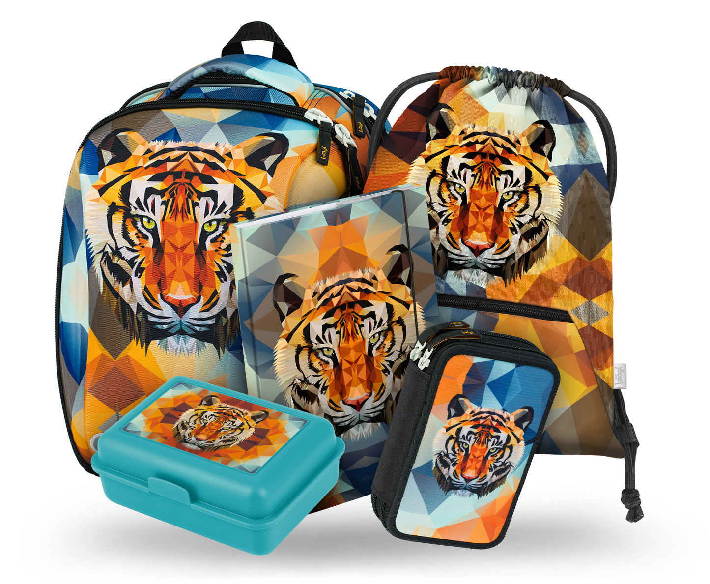 Shelly Wild Tiger Schulranzen-Set 5tlg: Schulranzen, Federmäppchen, Turnbeutel, Brotdose, Heftmappe