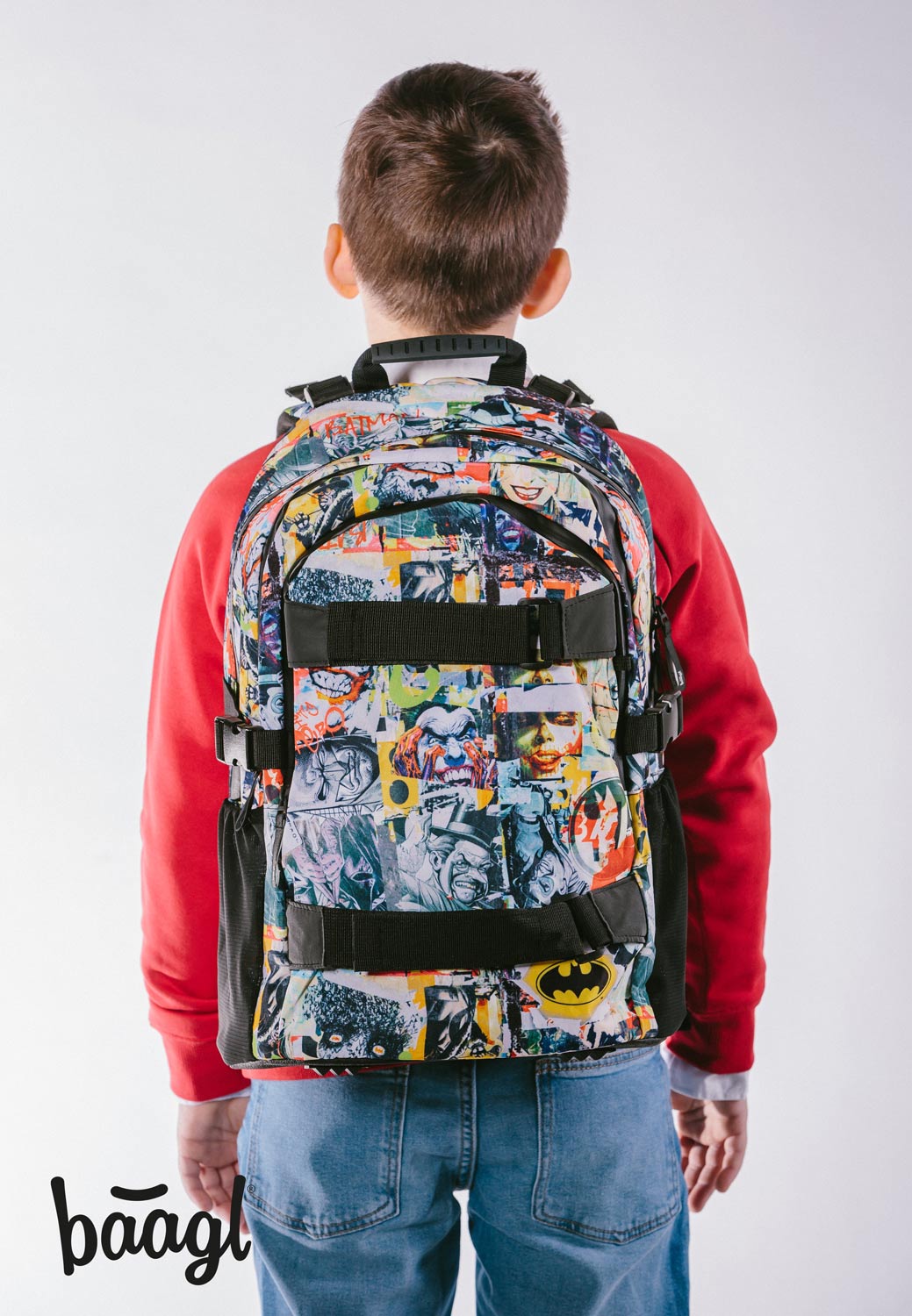 Skate Batman Comics Rucksack-Set 5tlg: Rucksack, Federmäppchen, Turnbeutel, Geldbörse, Heftmappe