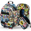 Skate Batman Comics Rucksack-Set 5tlg: Rucksack, Federmäppchen, Turnbeutel, Geldbörse, Heftmappe