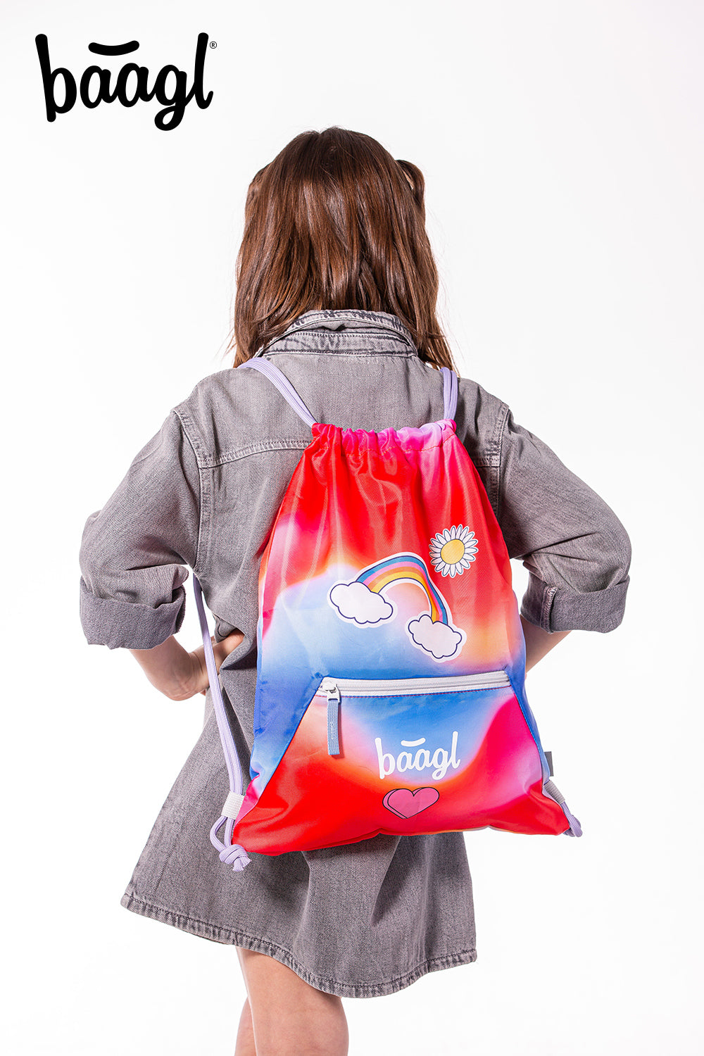 Turnbeutel mit Tasche Rainbow Rot