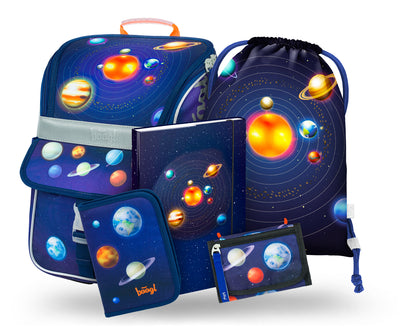 Zippy Planeten Schulranzen-Set 5tlg: Schulranzen, Federmäppchen, Turnbeutel, Geldbeutel, Heftmappe