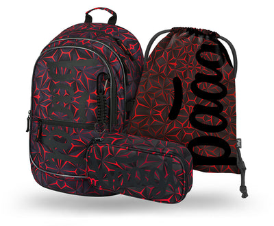 Core Red Polygon Rucksack-Set 3tlg: Rucksack, Federmäppchen, Turnbeutel