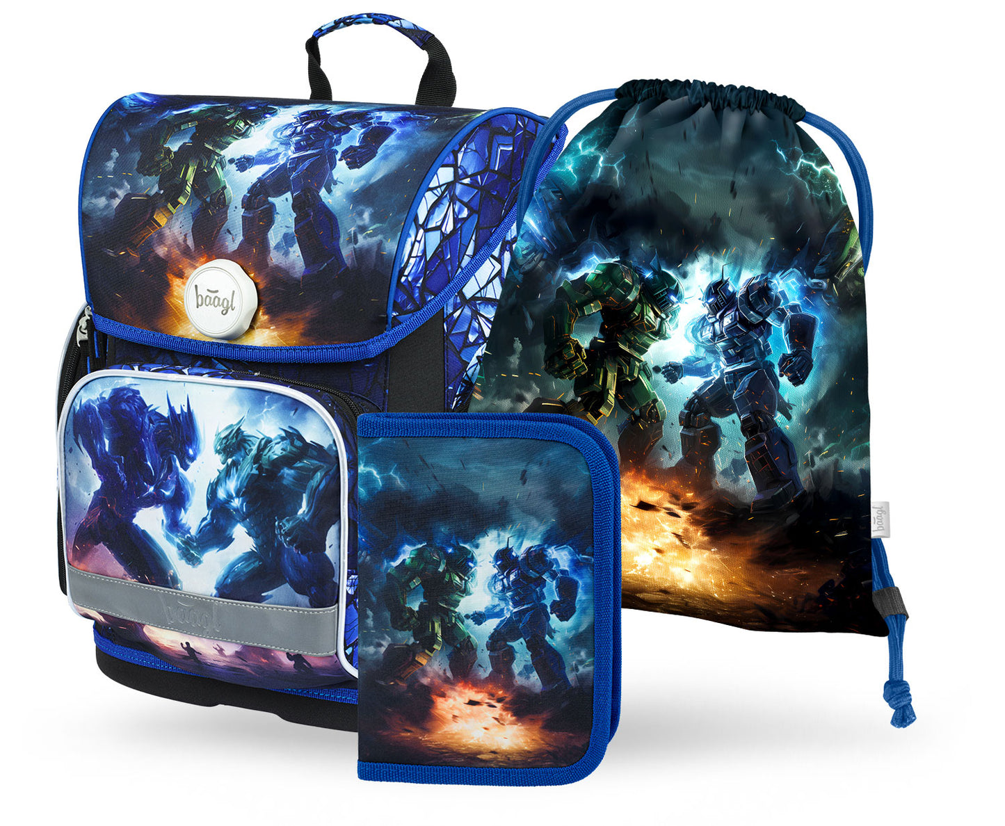 Ergo Roboter Schulranzen-Set 3tlg: Schulranzen, Federmäppchen, Turnbeutel