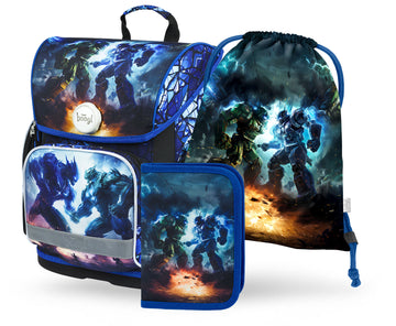 Ergo Roboter Schulranzen-Set 3tlg: Schulranzen, Federmäppchen, Turnbeutel