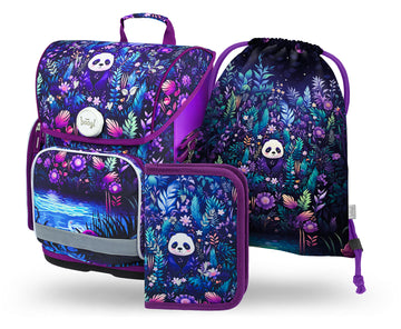 Ergo Jungle Panda Schulranzen-Set 3tlg: Schulranzen, Federmäppchen, Turnbeutel