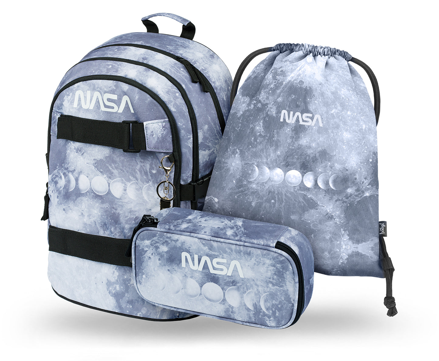 Skate NASA Grey Rucksack-Set 3tlg: Rucksack, Federmäppchen, Turnbeutel