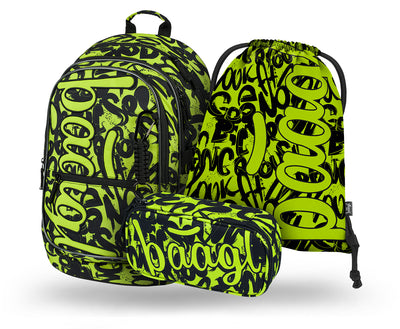Core Lime Rucksack-Set 3tlg: Rucksack, Federmäppchen, Turnbeutel
