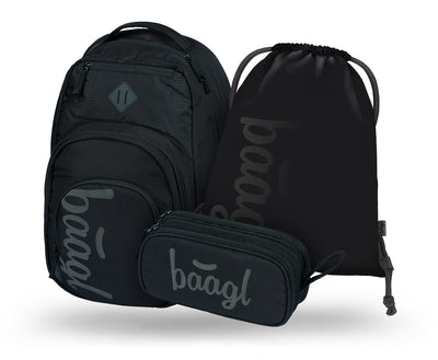 Coolmate Black Rucksack-Set 3tlg: Rucksack, Federmäppchen, Turnbeutel