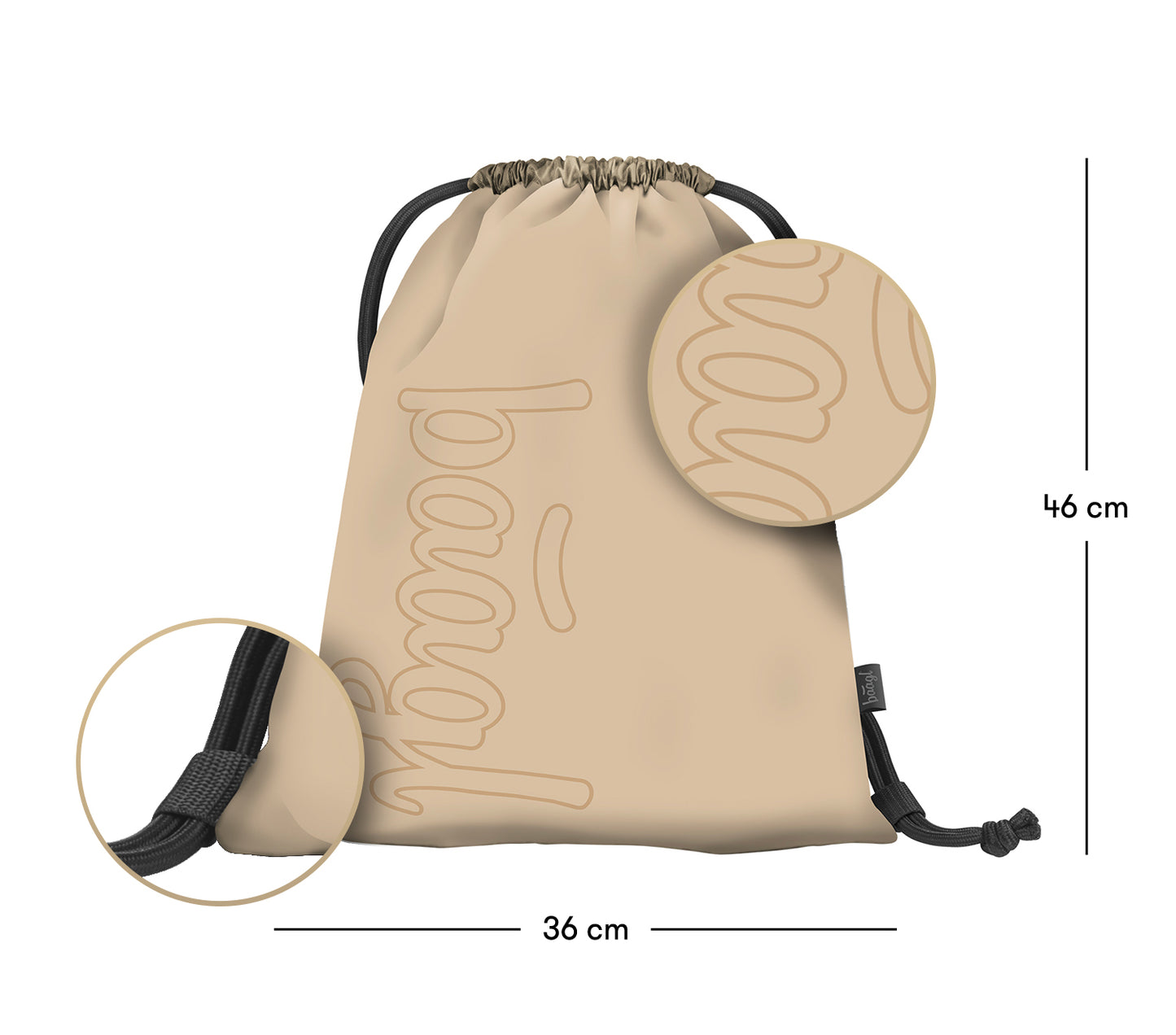 Coolmate Beige Rucksack-Set 3tlg: Rucksack, Federmäppchen, Turnbeutel