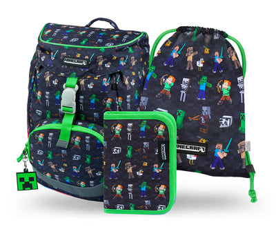 Airy Minecraft Rucksack-Set 3tlg: Rucksack, Federmäppchen, Turnbeutel