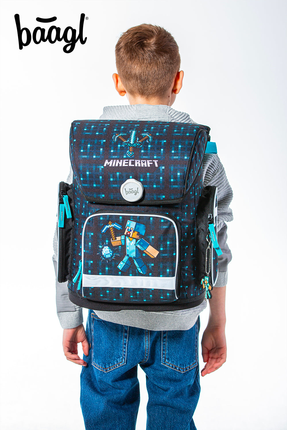 Ergo Minecraft Blue Axe Schulranzen-Set 3tlg: Schulranzen, Federmäppchen, Turnbeutel