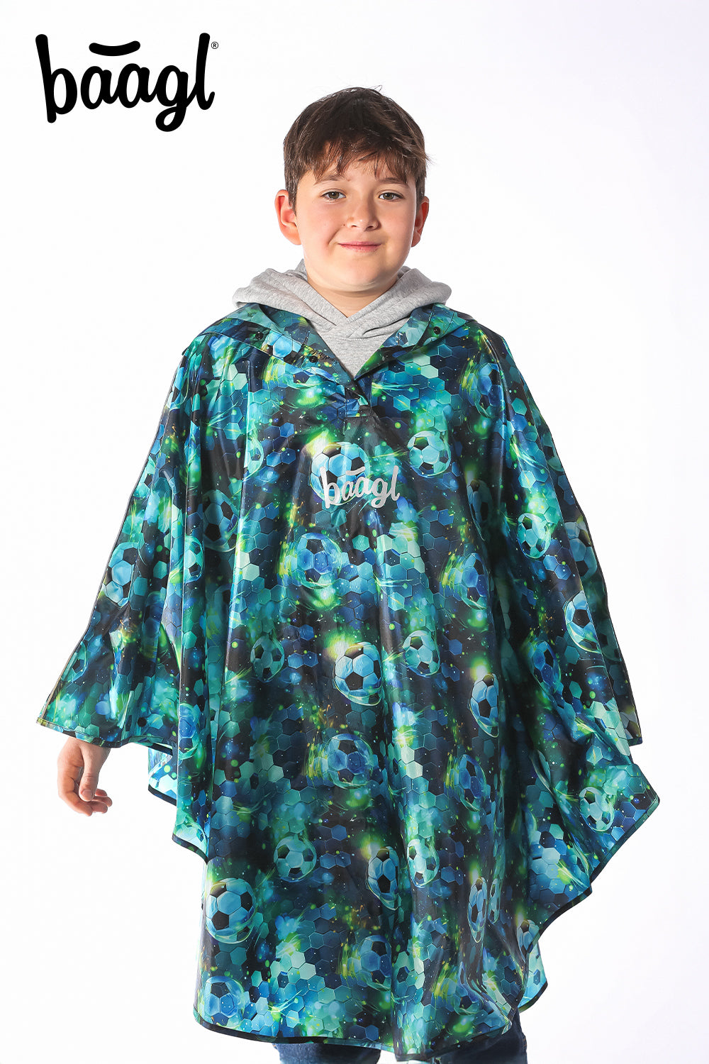 Outdoor-Regenponcho Fußball  Gr. S (110 -130 cm)