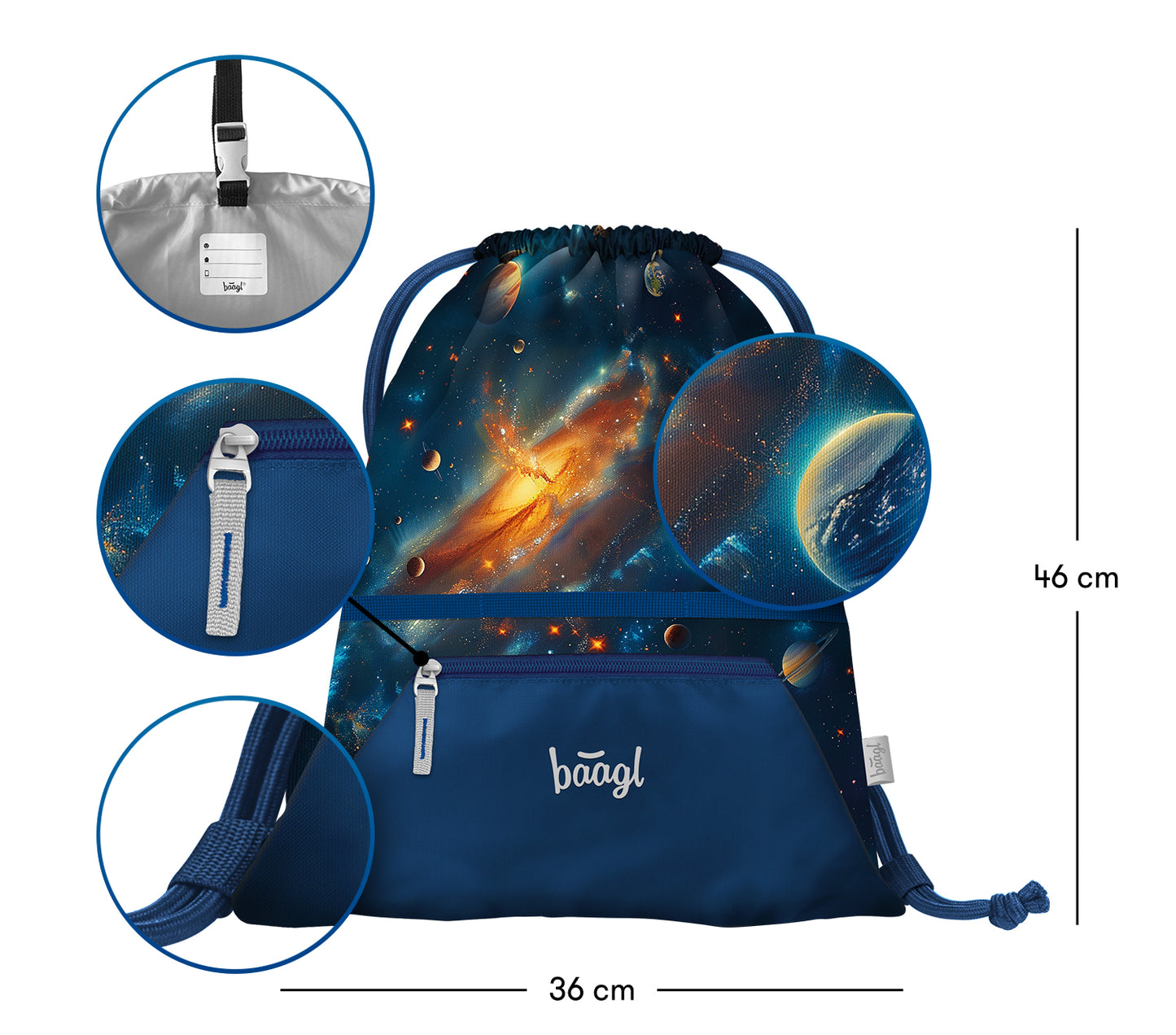 AIRY Weltraum Rucksack-Set 3tlg: Rucksack, Federmäppchen, Turnbeutel
