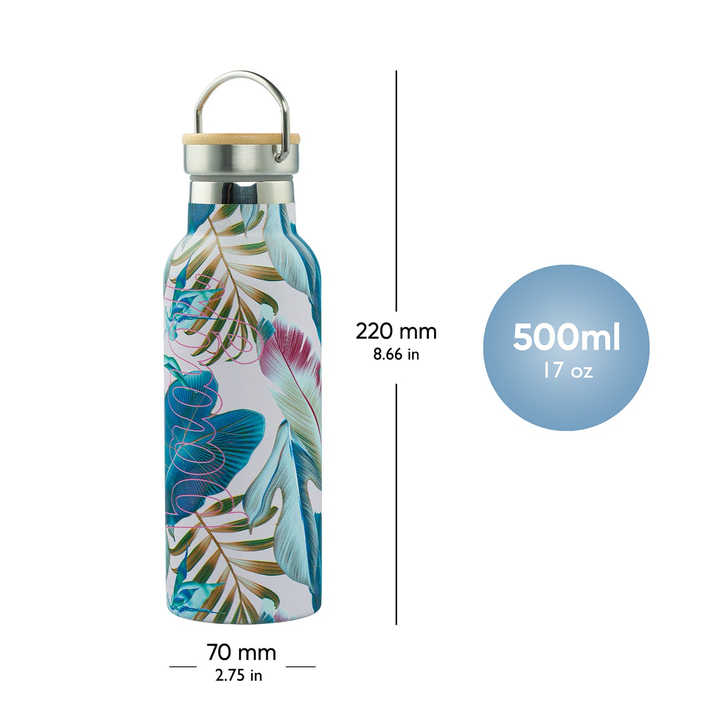 Thermoflasche mit Bambusdeckel Leafs, 500 ml