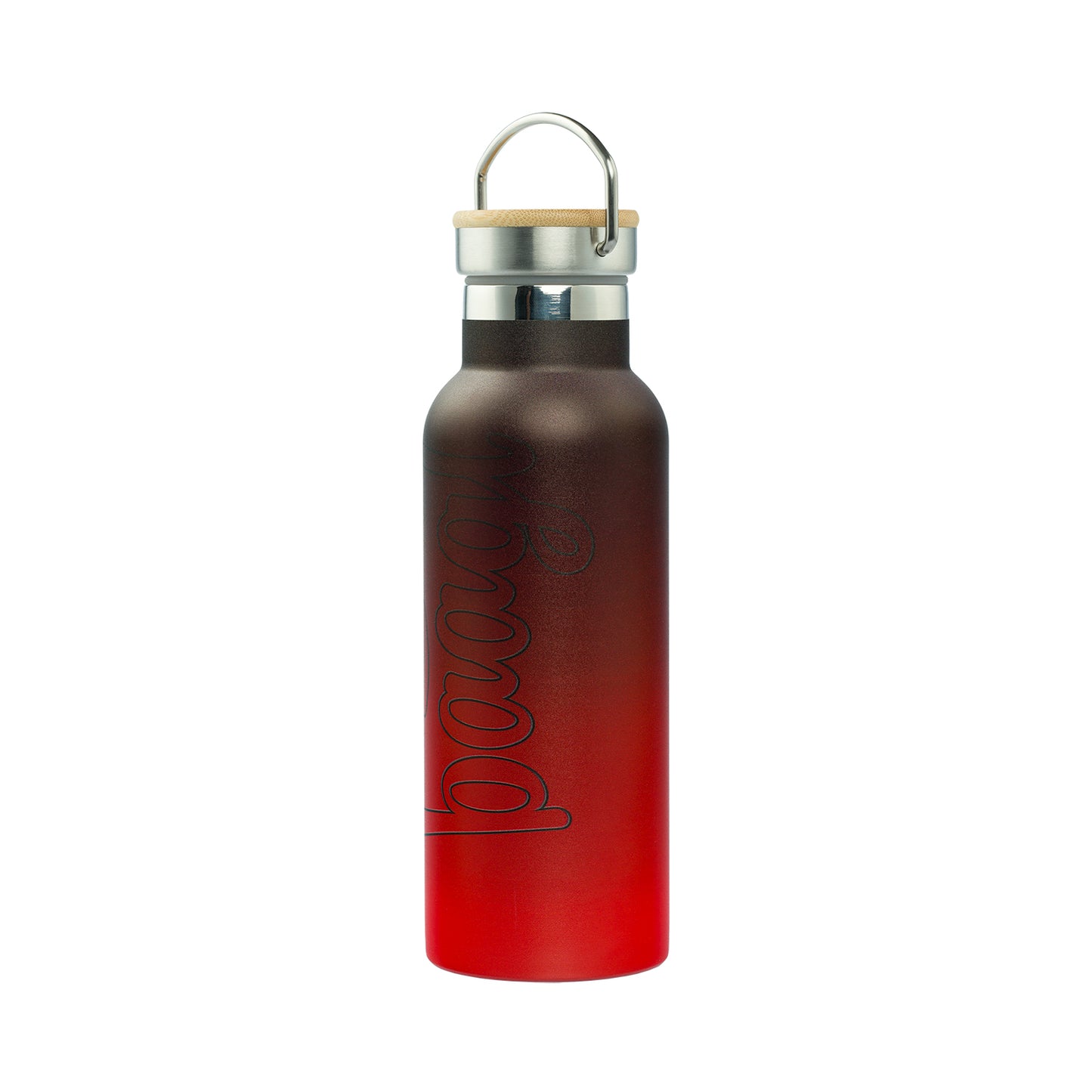 Thermoflasche mit Bambusdeckel Gradient rot-schwarz, 500 ml