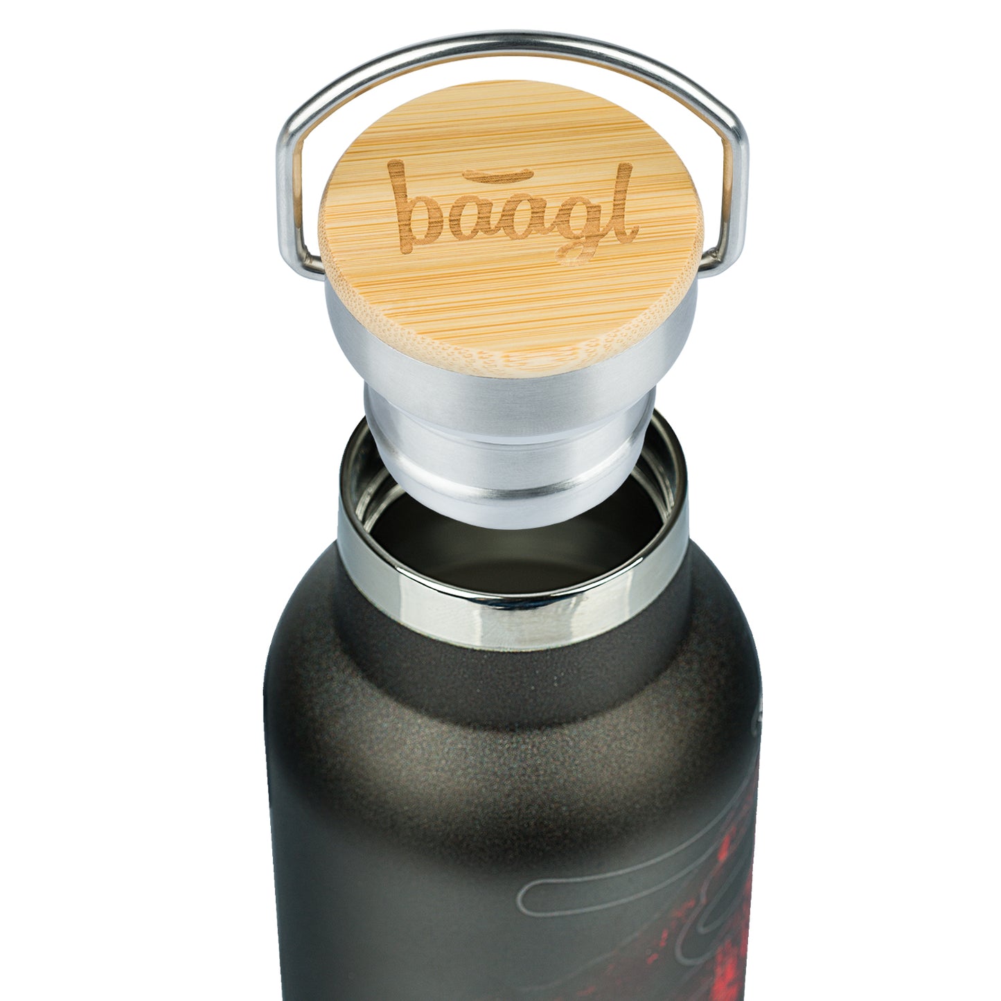 Thermoflasche mit Bambusdeckel Lava, 500 ml