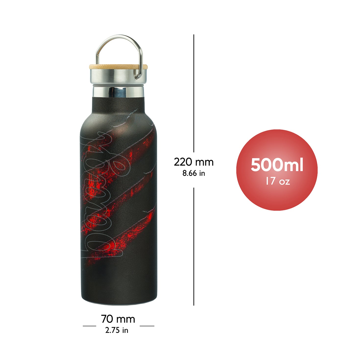 Thermoflasche mit Bambusdeckel Lava, 500 ml