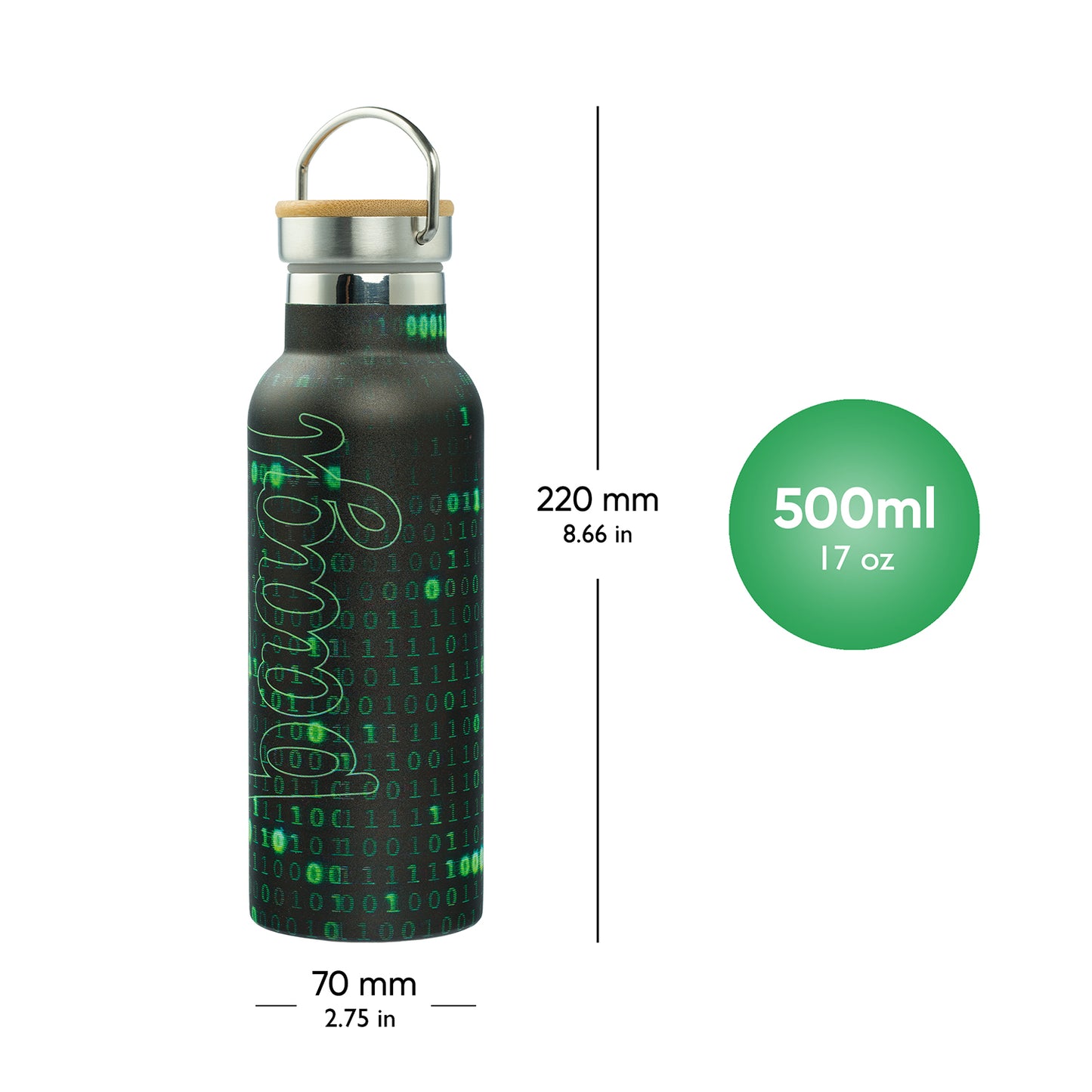 Thermoflasche mit Bambusdeckel Numbers, 500 ml