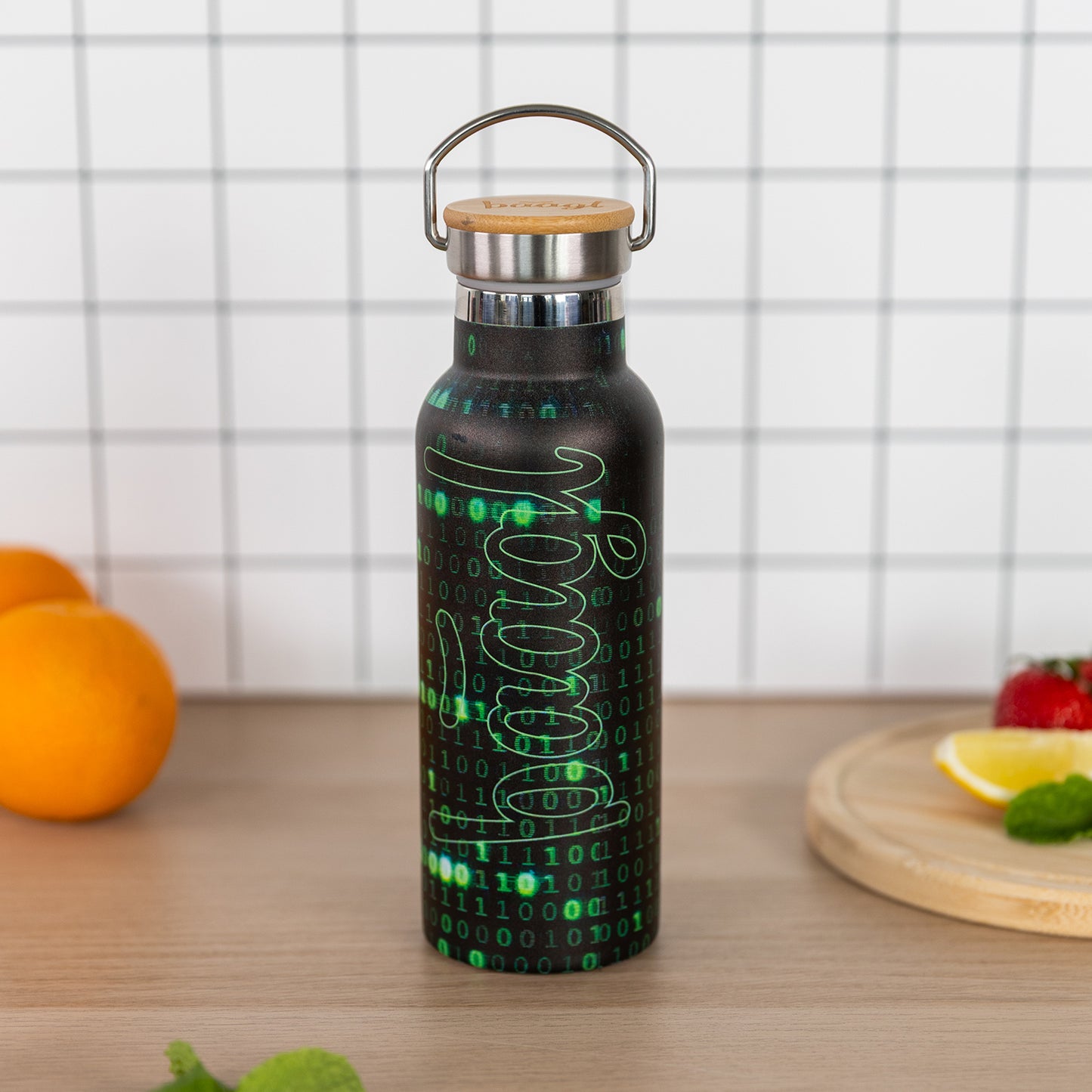 Thermoflasche mit Bambusdeckel Numbers, 500 ml