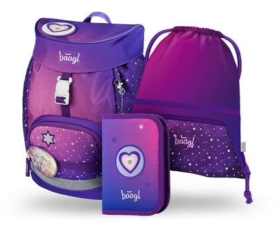 AIRY Pferde-Herz Rucksack-Set 3tlg: Rucksack, Federmäppchen, Turnbeutel