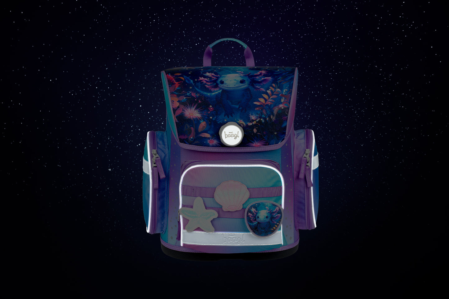 Ergo Axolotl Schulranzen-Set 5tlg: Schulranzen, Federmäppchen, Turnbeutel, Schürze, Geldbeutel