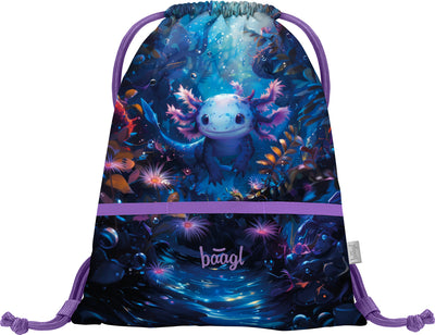 Turnbeutel mit Tasche Axolotl