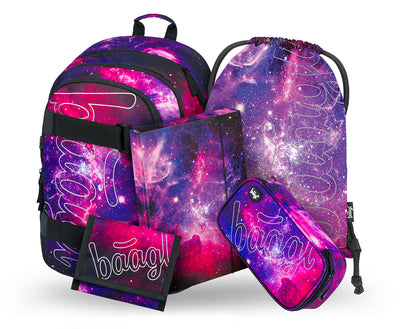 Skate Galaxy Rucksack-Set 5tlg: Rucksack, Federmäppchen, Turnbeutel, Geldbörse, Heftmappe