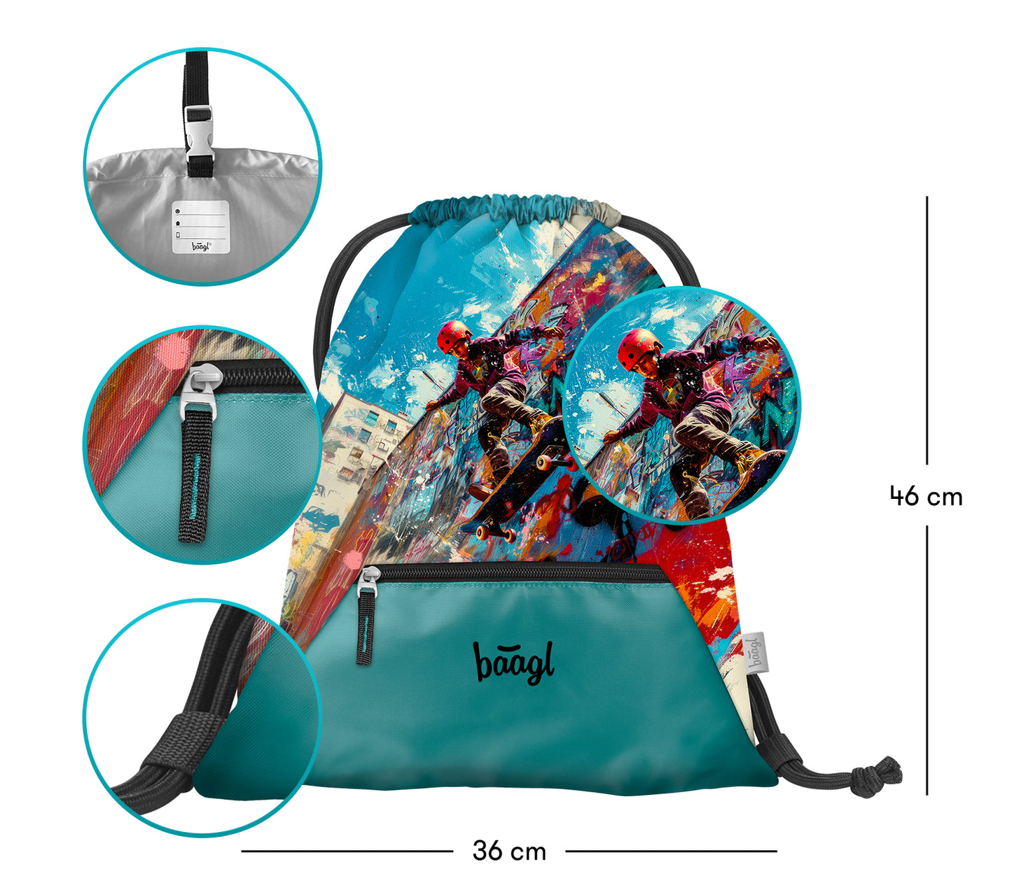 Turnbeutel mit Tasche Skatepark