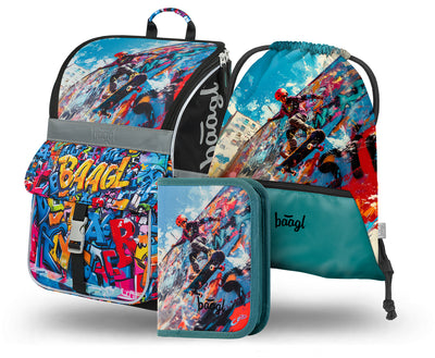 Zippy Skatepark Schulranzen-Set 3tlg: Schulranzen, Federmäppchen, Turnbeutel